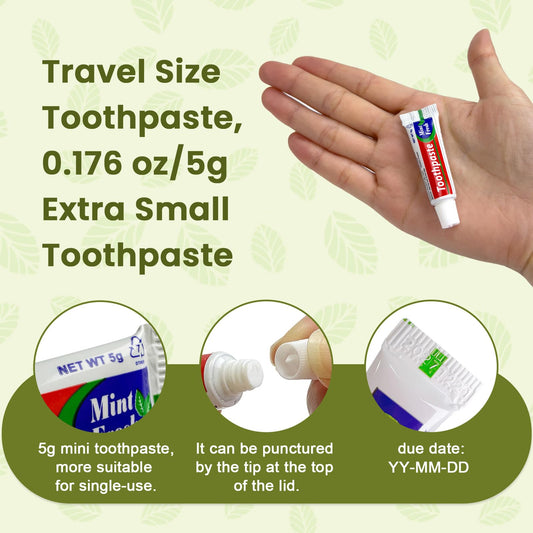 200 Pcs Bulk Travel Size Toothpaste – 0.176 oz Mint Mini, Single-Use for Hotels & Guests