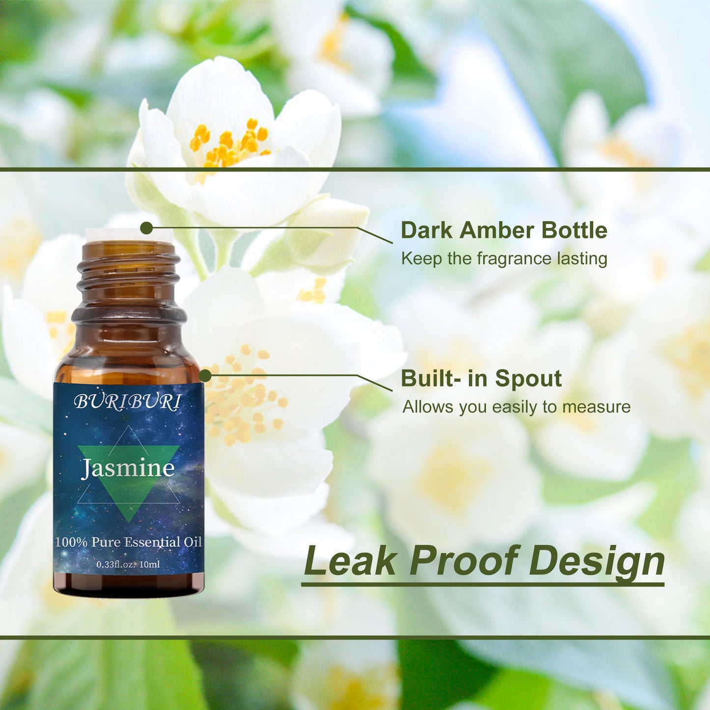 BURIBURI Honeysuckle & Jasmine Essential Oil Set – 2 Pack, 100% Pure Diffuser Oils