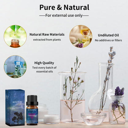 BURIBURI Rose & Lavender Essential Oil Set | 100% Pure Fragrance Oils for Diffuser, Massage & Candles