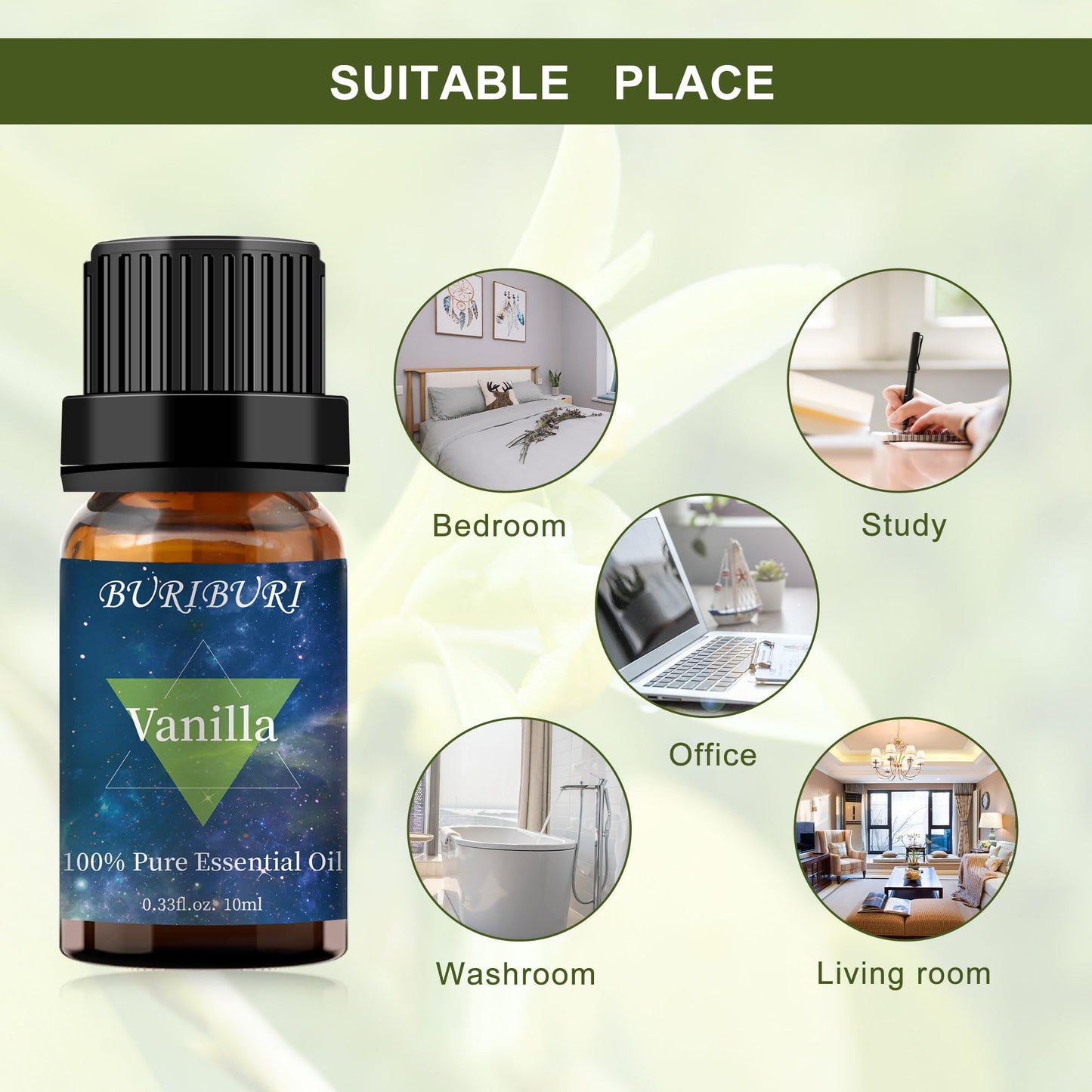 BURIBURI Vanilla Essential Oil – 100% Pure, Undiluted for Diffuser & Massage