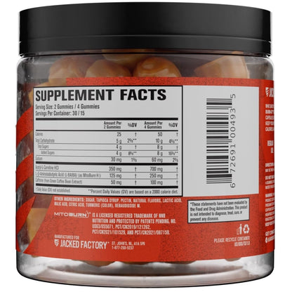 Burn-XT Gummies by Jacked Factory – Thermogenic Fat Burner & Appetite Suppressant (60 Gummies, Tangerine Sour)