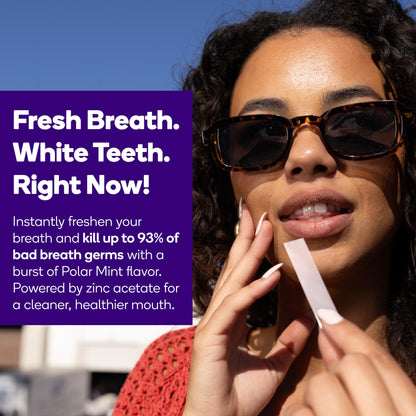 Burst Teeth Whitening Breath Strips Polar Mint (8 Pack) | Kills 93% of Bad Breath Germs | Up to 4 Shades Whiter