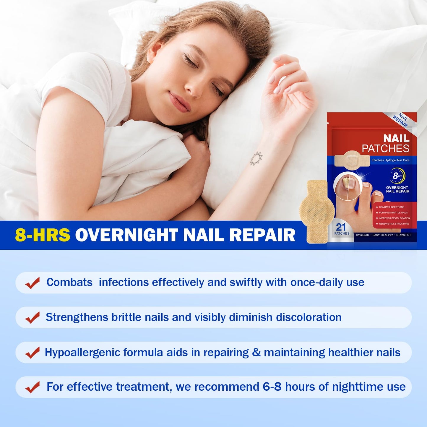 Cacukn Toenail Treatment Extra Strength – 2 Pack Nail Repair Patches (42 Pcs) | Overnight Renewal