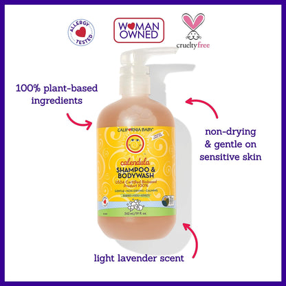 California Baby Calendula Shampoo & Body Wash – 100% Plant-Based, Hypoallergenic (562mL / 19oz)