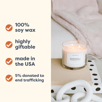 Calyan Wax Co. Aspen & Fog 3 Wick Scented Candle – 43 Hour Burn | Non-Toxic Soy Wax 14.9oz