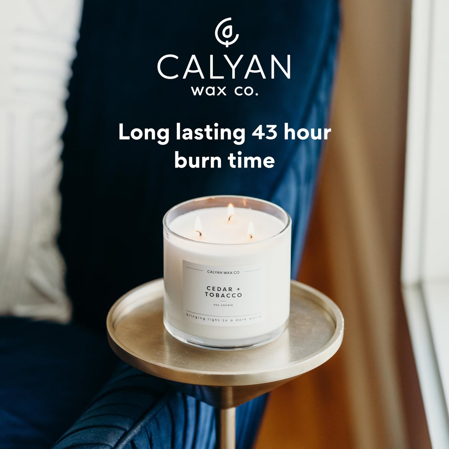 Calyan Wax Co. Aspen & Fog 3 Wick Scented Candle – 43 Hour Burn | Non-Toxic Soy Wax 14.9oz