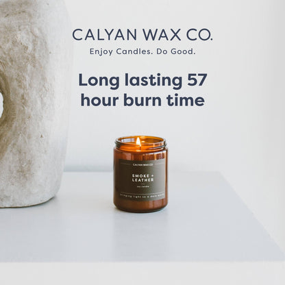 Calyan Wax Co. Home & Holiday Scented Candle – 57-Hour Burn, Non-Toxic Soy, Amber Jar 7.2oz