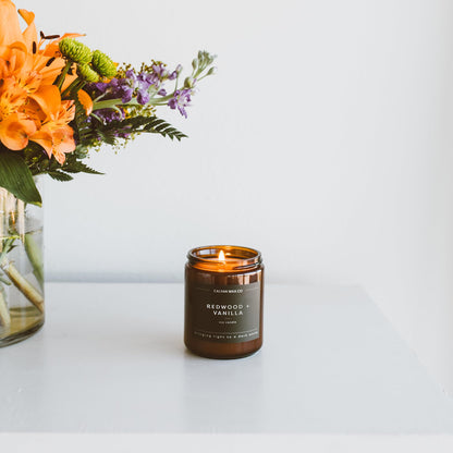 Calyan Wax Co. Home & Holiday Scented Candle – 57-Hour Burn, Non-Toxic Soy, Amber Jar 7.2oz