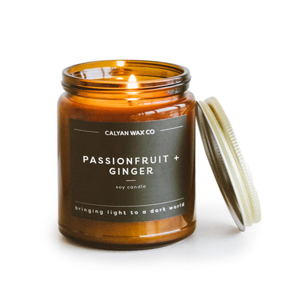 Calyan Wax Co. Passionfruit & Ginger Candle – 57-Hour Burn | 7.2oz Soy Wax, Amber Jar