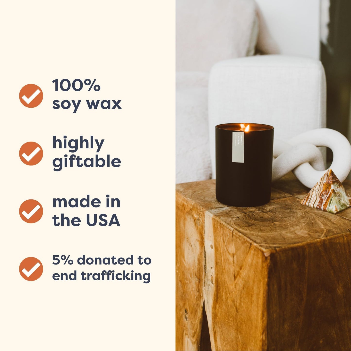 Calyan Wax Co. Redwood & Vanilla Candle — 75-Hour Soy, Black Tumbler, 10.2oz