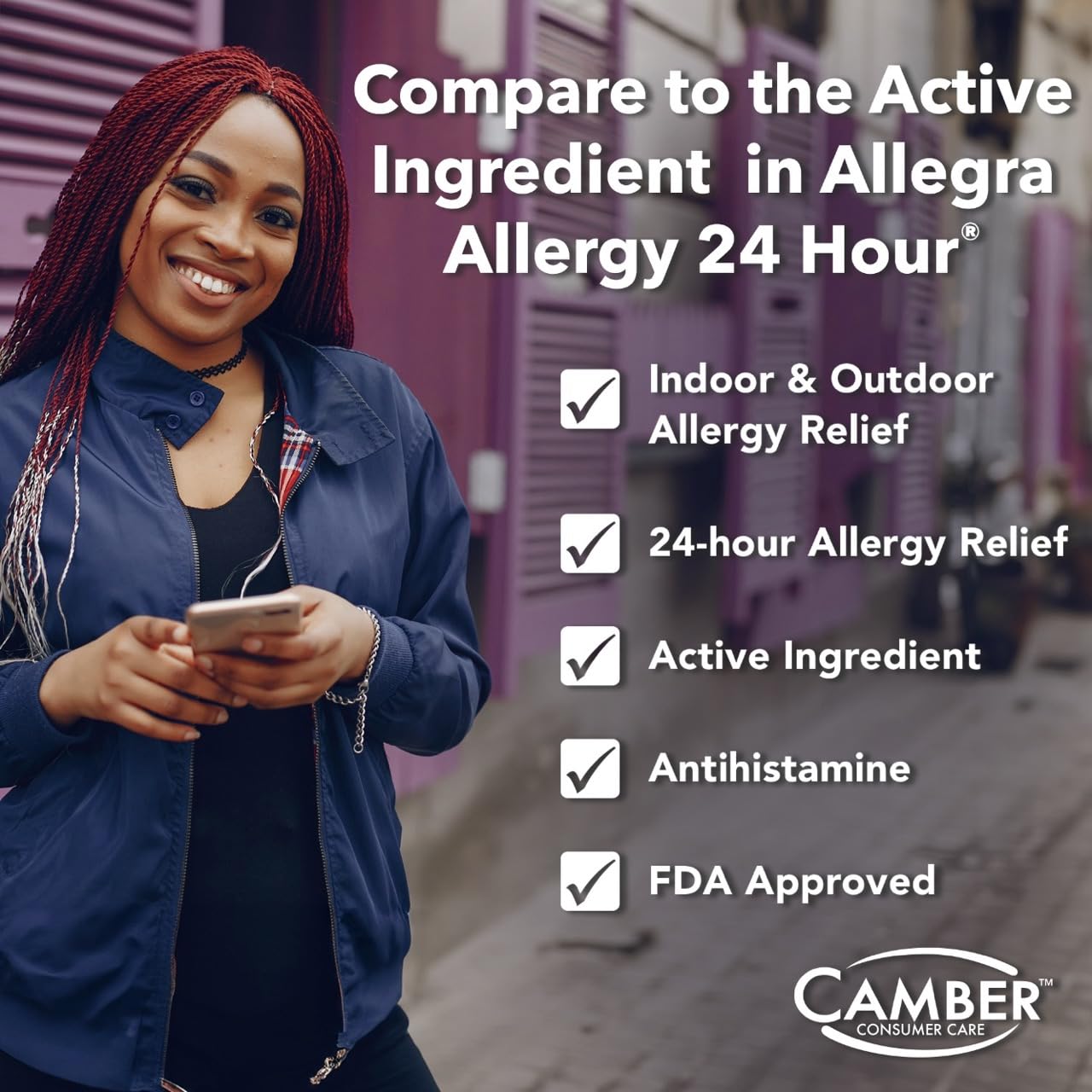 Camber Non-Drowsy Fexofenadine Antihistamine – Indoor & Outdoor Allergy Relief Tablets (30-Count)