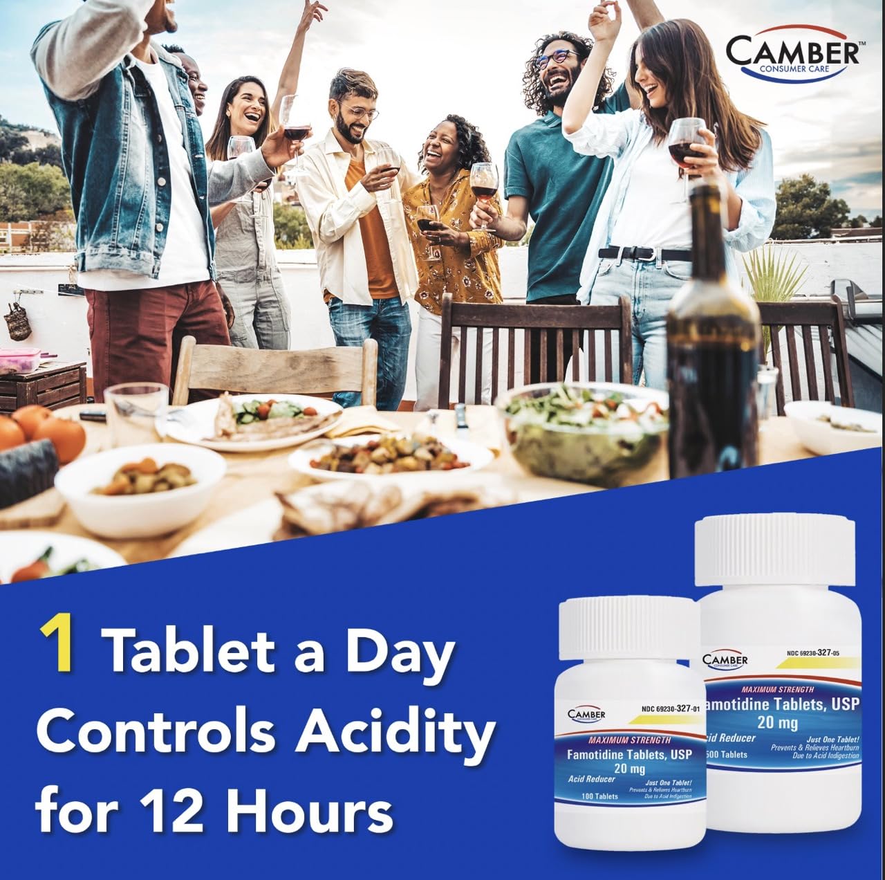 Camber Famotidine 20 mg Tablets – 500 Count Family Pack | Maximum Strength Acid Reducer