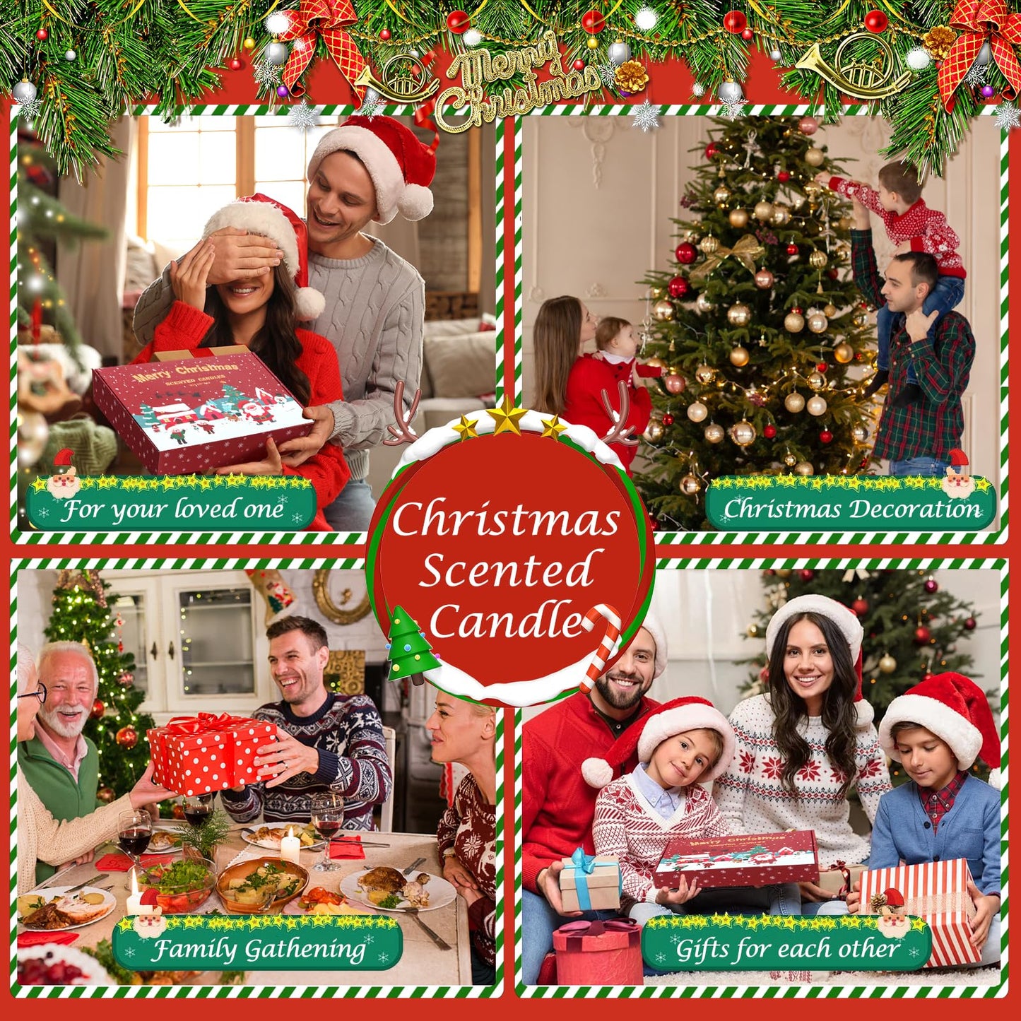 Christmas Scented Candles Gift Set for Women – 6-Pack Soy Aromatherapy Candles