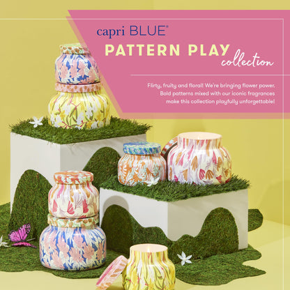 Capri Blue Pattern Play Glass Jar Candles – Havana Vanilla 8 oz, Long-Lasting Soy Wax