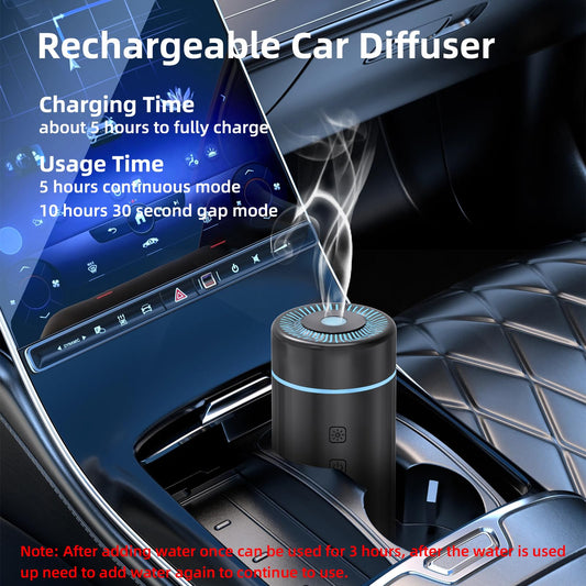100ML Car Diffuser - Rechargeable Cordless Humidifier with 7 LED Colors (Black)