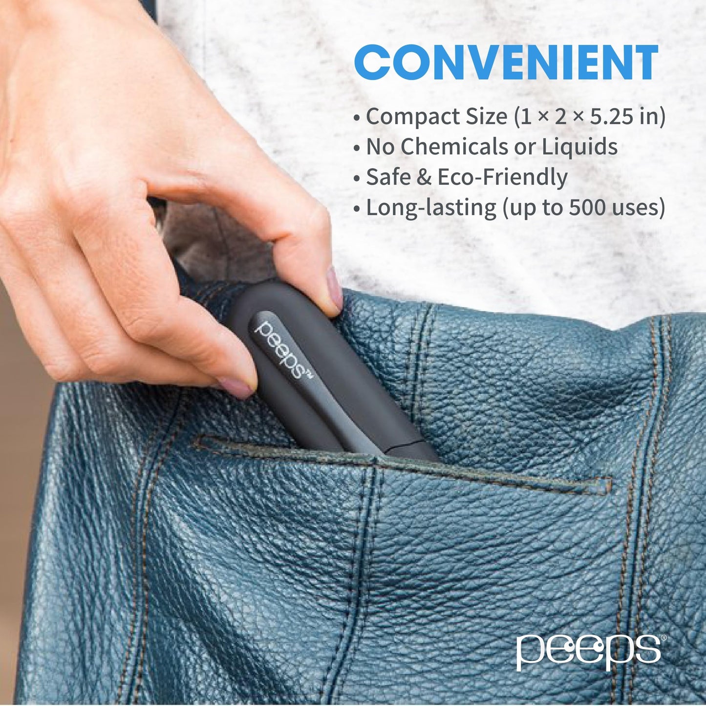 CarbonKlean Peeps Eyeglass Lens Cleaner - NASA-Exclusive Carbon Microfiber Tech, 2 Pack (Black) | 500 Uses