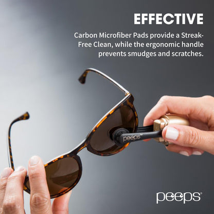 CarbonKlean Peeps Eyeglass Lens Cleaner - NASA-Exclusive Carbon Microfiber Tech, 2 Pack (Black) | 500 Uses