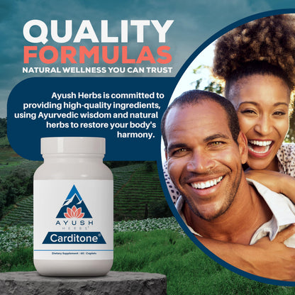 Ayush Herbs Carditone – Natural Heart Health Supplement with Rauwolfia, Arjuna, Calcium & Magnesium | 60 Vegetarian Caplets