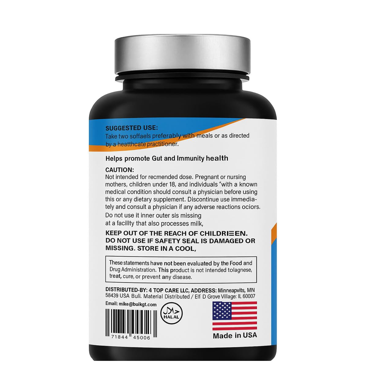 4 TOP CARE H4U Digestive Enzymes with Probiotics & Prebiotics - 180 Vegetarian Capsules