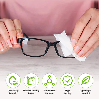 Care Touch Lens Wipes for Eyeglasses – 100 Count, Individually Wrapped, 5 x 6 in | Glasses, Sunglasses & Camera Lens Cleaner