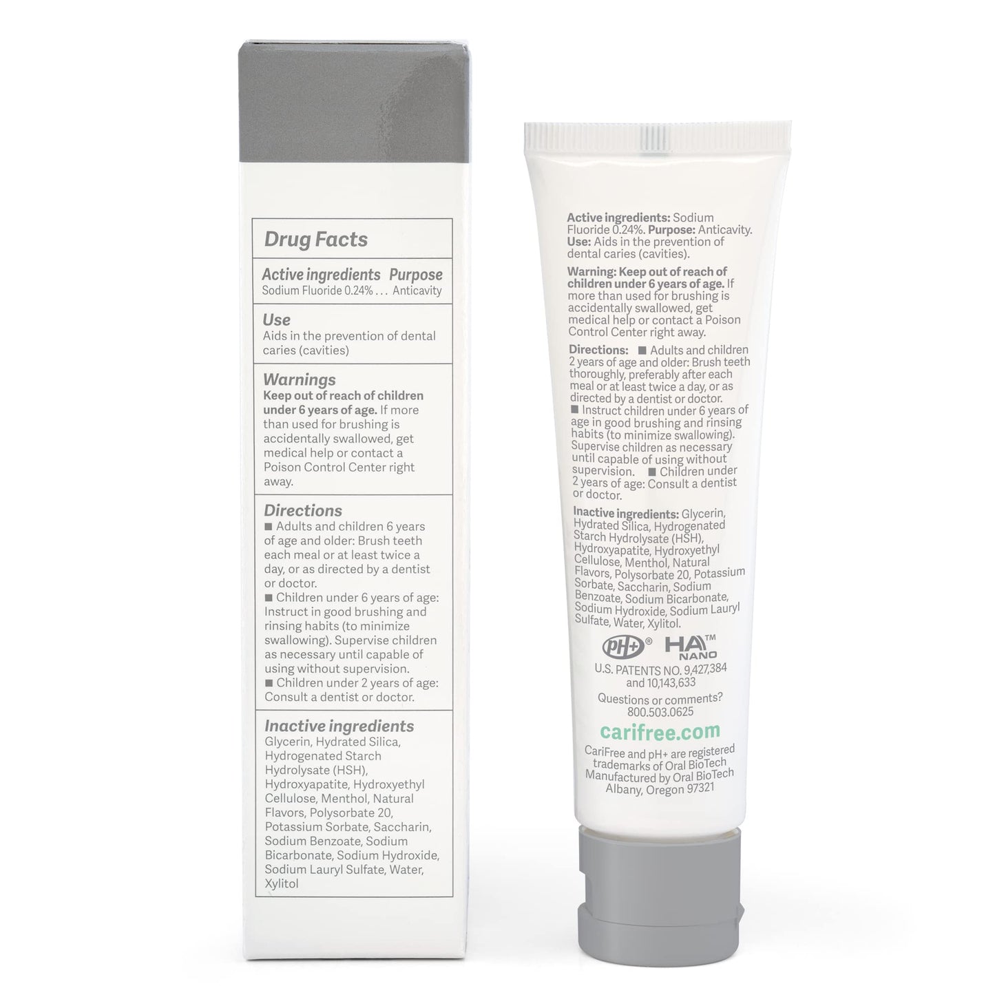 CariFree Gel 1100 (Mint) Anti-Cavity Fluoride Toothpaste with Nano Hydroxyapatite - 2.40 oz | Dentist-Recommended for Kids & Adults