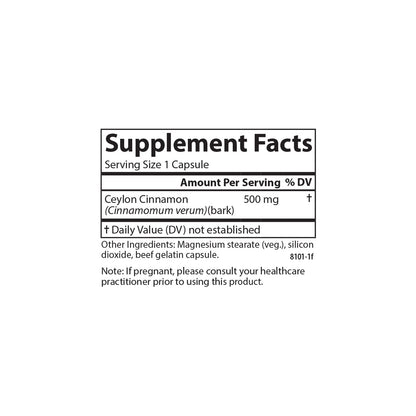 Carlson - Ceylon Cinnamon, Cinnamon Supplements, 500 mg, Cinnamon Extract Pills, Ceylon Cinnamon Capsules, 45 Capsules