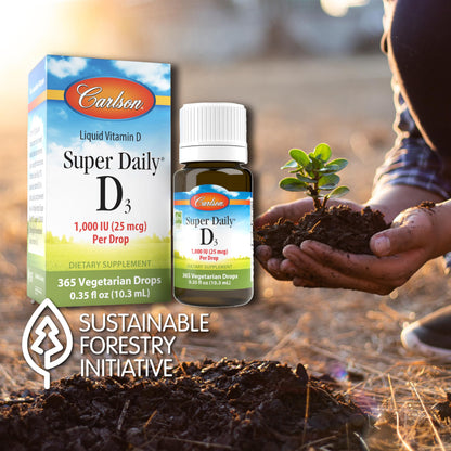Carlson Super Daily D3 Vitamin D Drops - 1000 IU per Drop, Unflavored