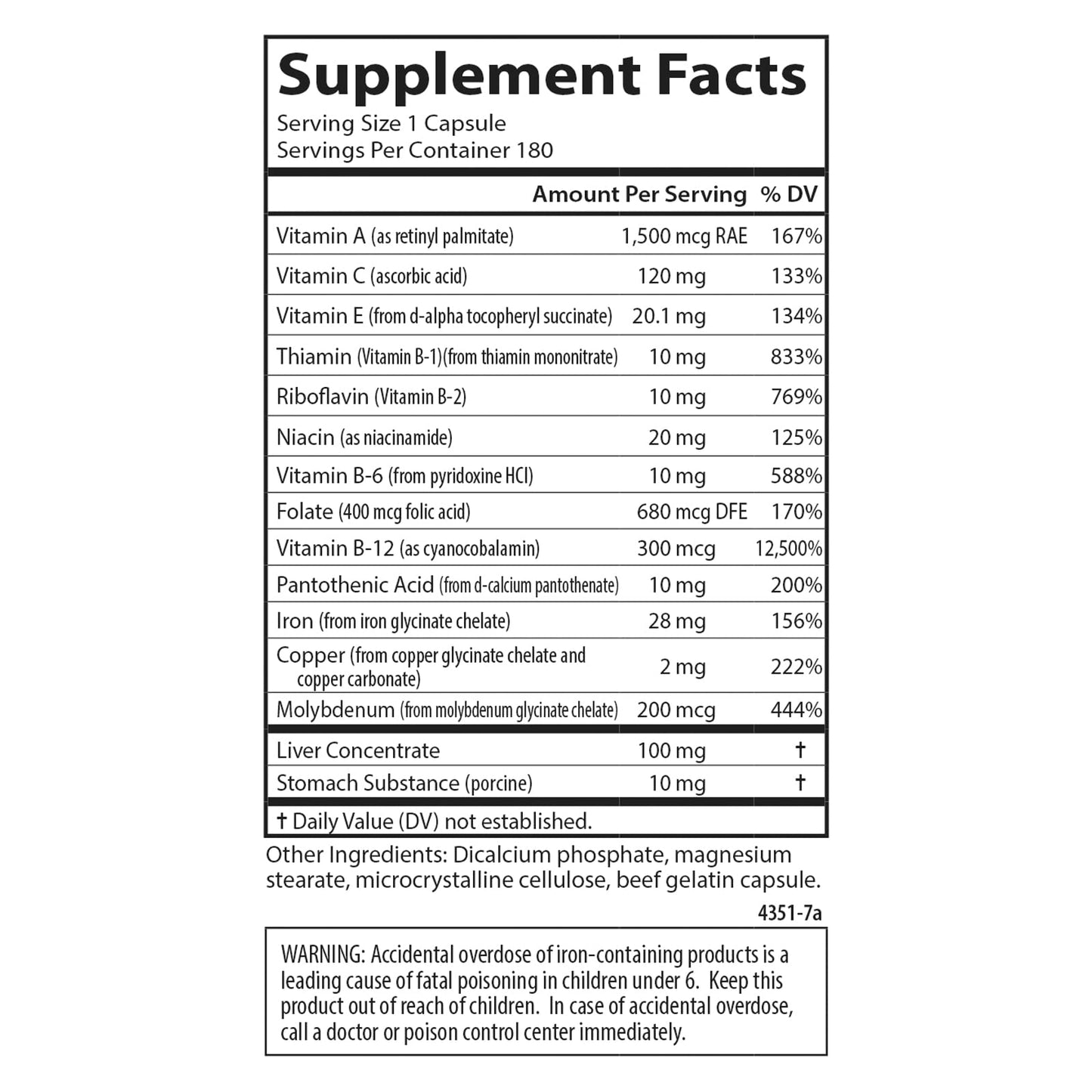 Carlson Women's Iron Restore – 28 mg Iron + B Vitamins, Menstrual Support, 60 Caps