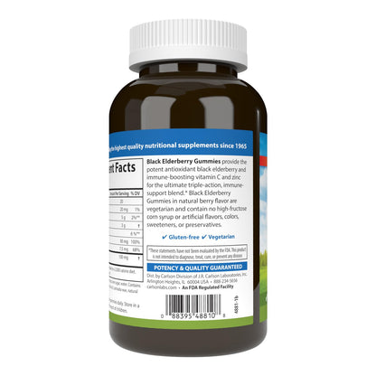 Carlson Black Elderberry Gummies with Vitamin C & Zinc | Immune Support | 120 Gummies