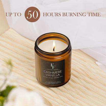Cashmere Vanilla Scented Candle – 7oz Soy Wax, Aromatherapy Gift for Women & Men