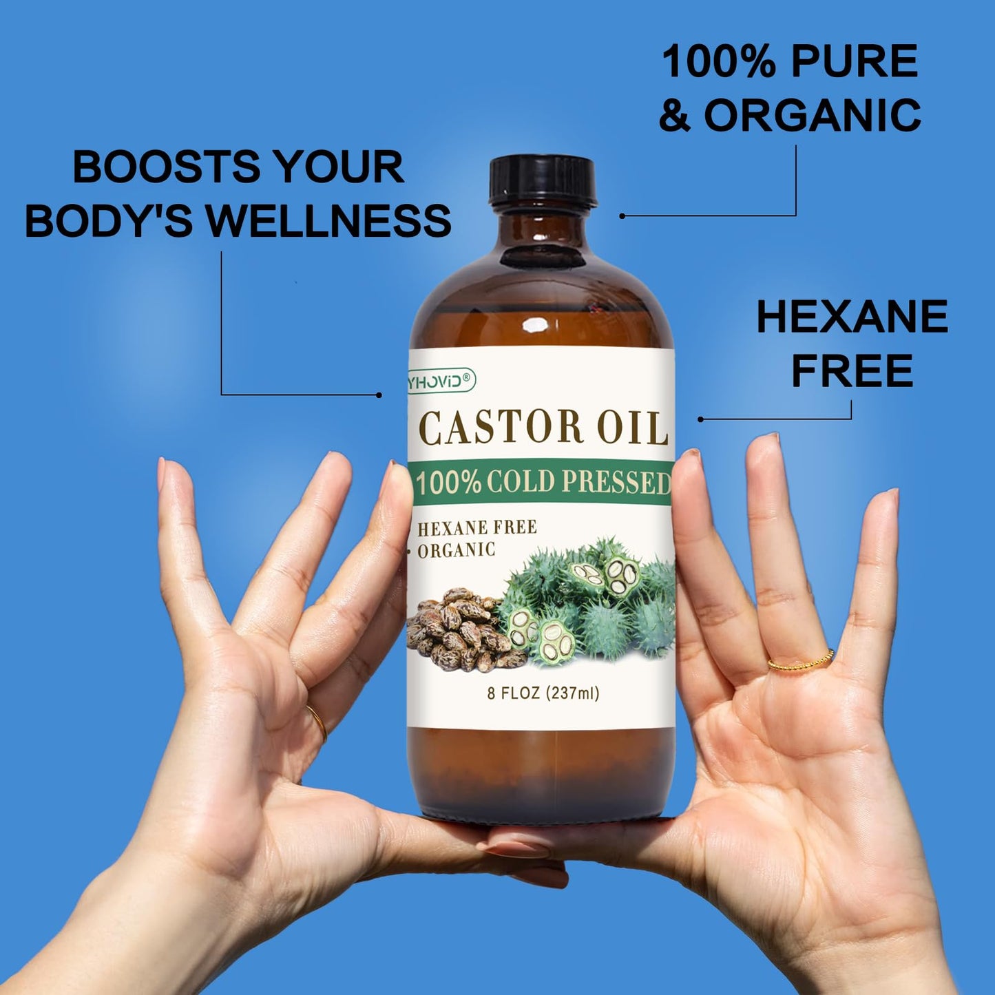 Castor Oil Pack Wrap Kit – Organic Cold-Pressed Castor Oil in Amber Glass Bottle