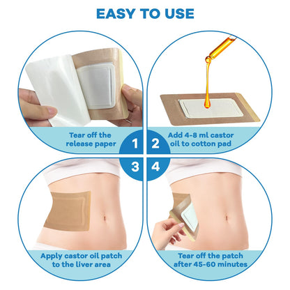 20 Pcs Castor Oil Pack Wrap – Disposable Castor Oil Patches with Anti-Leakage Cotton for Stomach & Liver (Oil Not Included), 7.9 in x 5.9 in