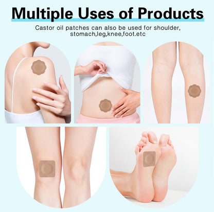 30 Pcs Disposable Castor Oil Patches – Self-Adhesive, Leak-Proof, Breathable (Flower+Square, Skin Color)