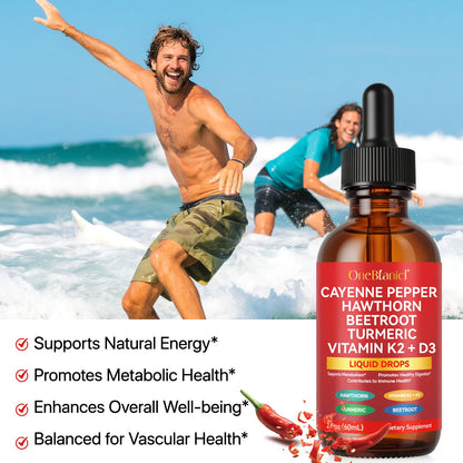 Cayenne Pepper Drops – Immune Support Liquid with Hawthorn Berry, D3 & K2 (60ml)