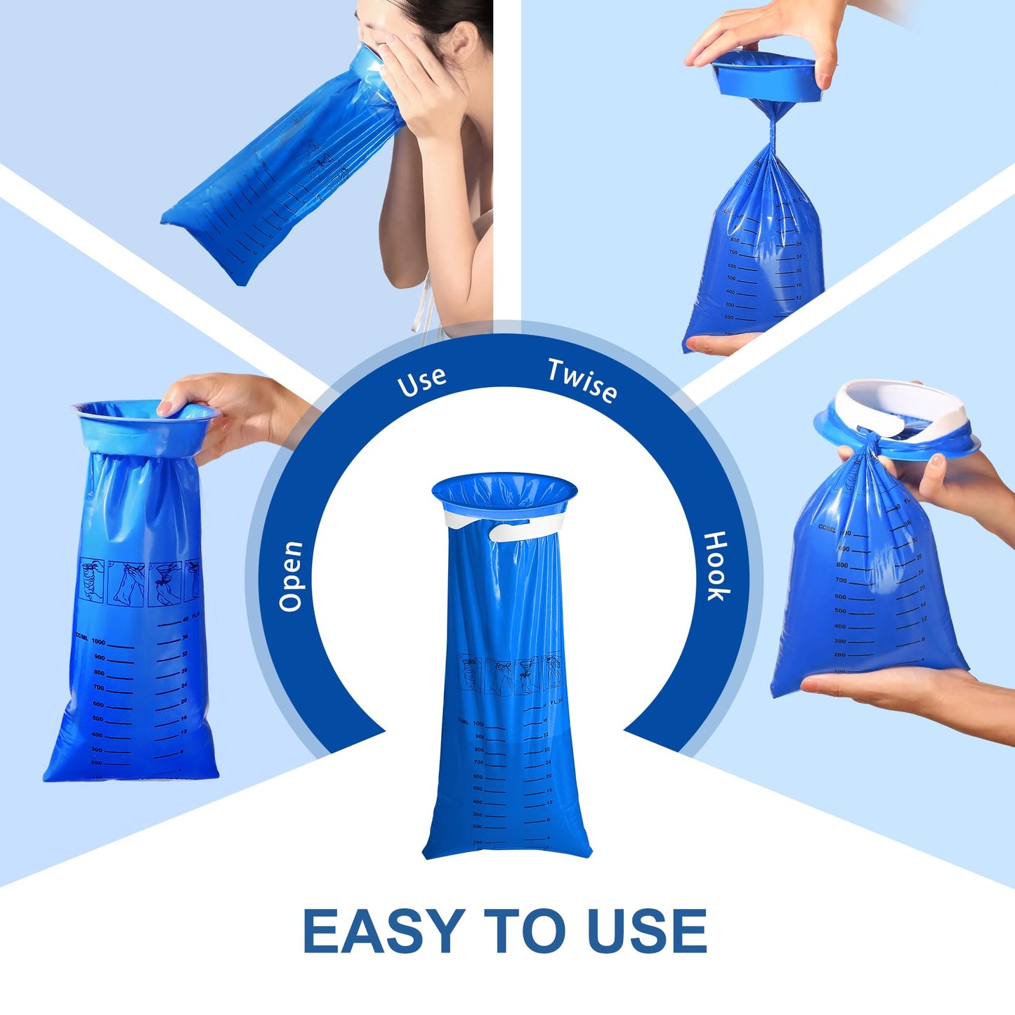CDThinkingU Emesis Bags 1000ml Leak-Proof, Odor-Control | 100 Pack