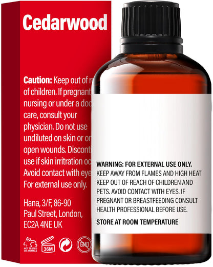 H'ana Cedarwood Essential Oil - 1.02 Fl Oz - for Hair, Skin, Diffuser, Aromatherapy, DIY Candle & Soap Making