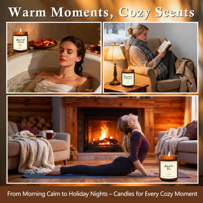 Holiday Candle Gift Set – Cinnamon Pumpkin, Apple Vanilla, Orange Jasmine & Cedarwood Spice | Long-Lasting Soy Candles