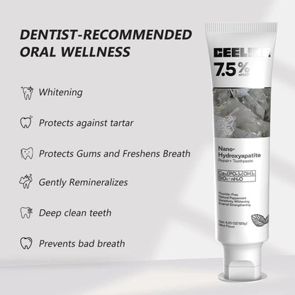 CEELIKE 7.5% Hydroxyapatite Toothpaste – Fluoride-Free, 120g (2) – Enamel Strengthening & Fresh Breath