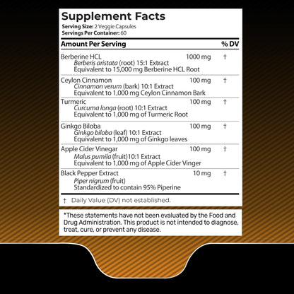 WELLNESS LABSRX Berberine 15,000mg – 120 Capsules | Third-Party Tested HCL with Cinnamon, Black Pepper & Apple Cider Vinegar