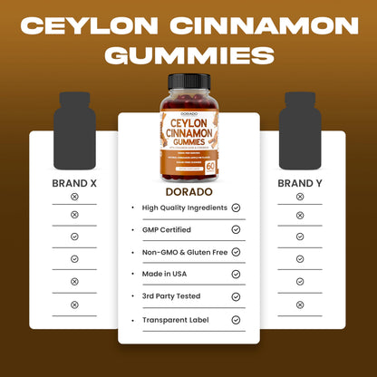 Ceylon Cinnamon Gummies (60 Count) Apple Cider Vinegar Cinnamon, Turmeric, Berberine & Ginseng | Ceylon Supplements | Vegan Safe & USA Made (Pack of 2)