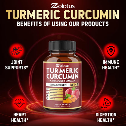 7 in 1 Turmeric Curcumin + Apple Cider Vinegar Capsules – 3 Month Supply