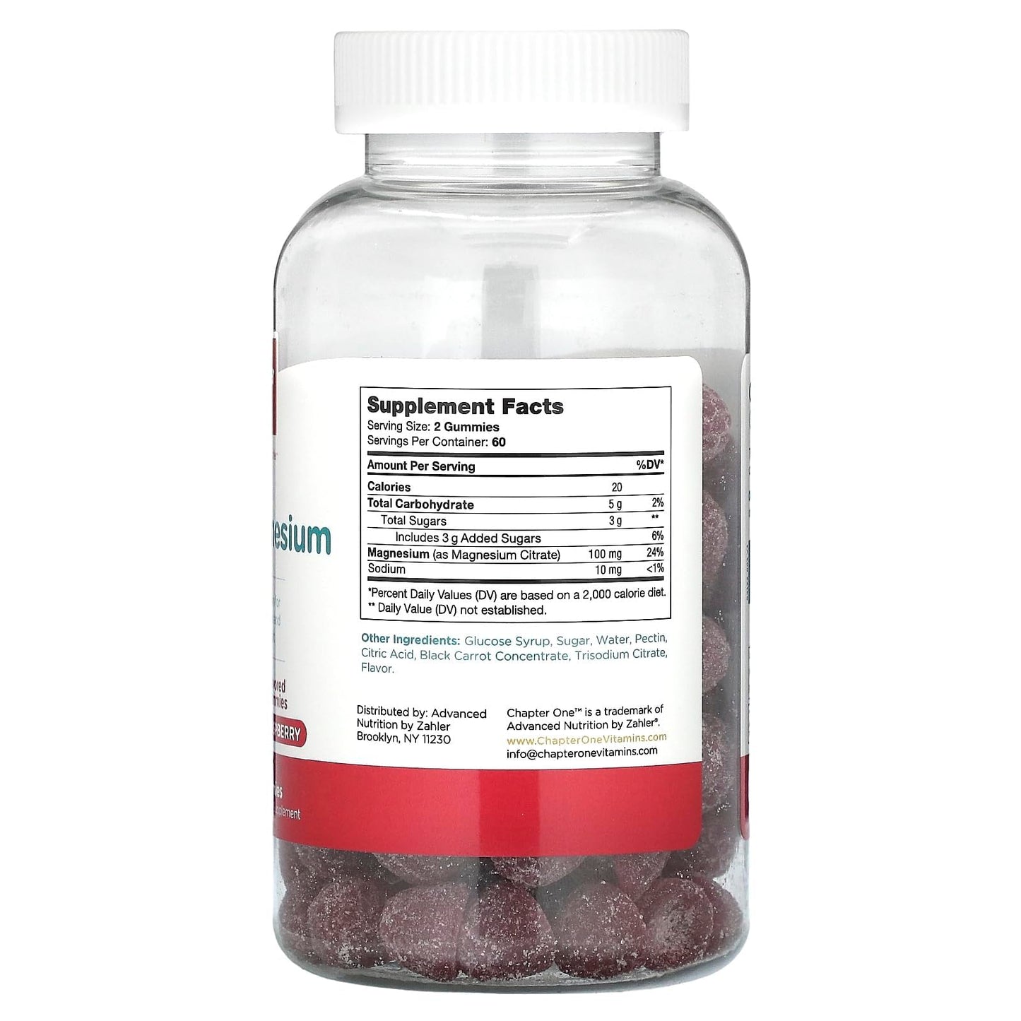 Chapter One Magnesium Gummies – High Dose for Kids & Adults, Calm & Kosher Raspberry 120 Count