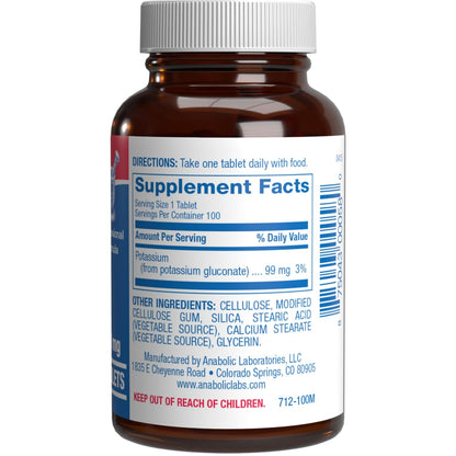 Chelated Potassium Gluconate - High Absorption Potassium for Fluid Balance & Heart Support | Vegan, Non-GMO, Made in USA - 100 Servings