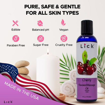 Cherry Flavored Massage Oil for Therapy – Aromatherapy & Vitamin E (4 oz)