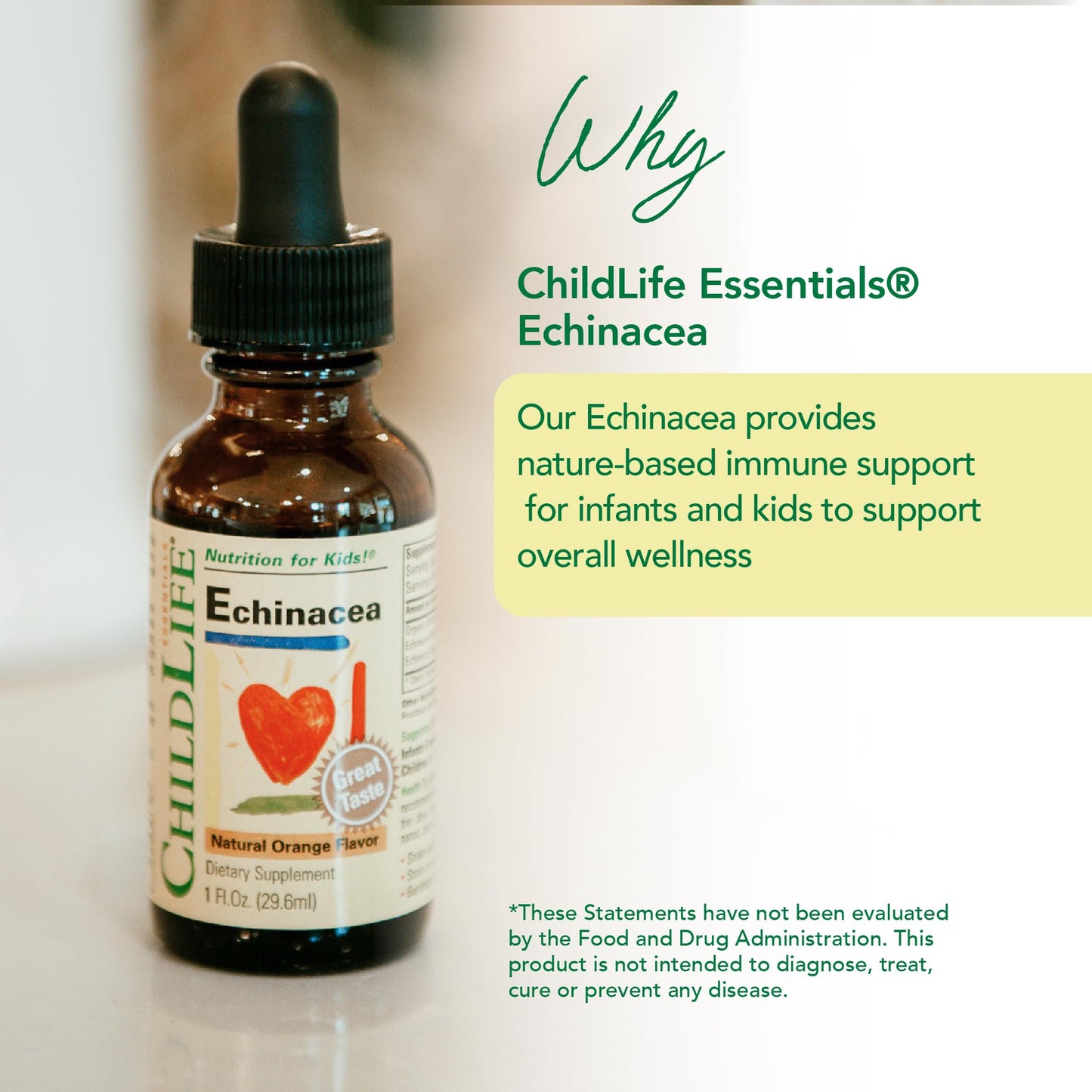 ChildLife Essentials Echinacea for Kids – Alcohol-Free Immune Support Drops (Orange) - 2 x 1 oz