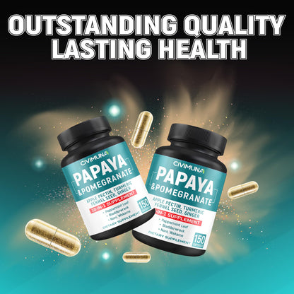 CIVIMUNA Papaya Capsules – 150 Capsules, 5 Months Supply | Papaya, Pomegranate & Apple Pectin
