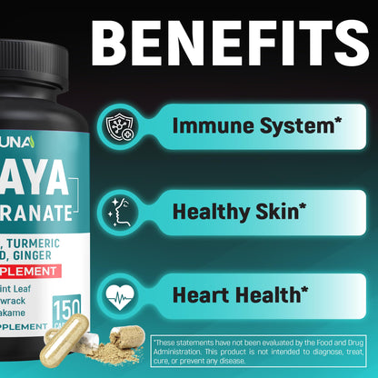 CIVIMUNA Papaya Capsules – 150 Capsules, 5 Months Supply | Papaya, Pomegranate & Apple Pectin