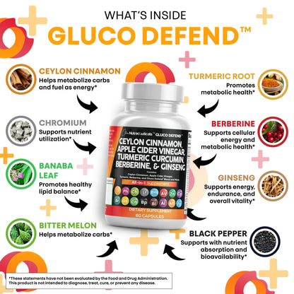 Clean Nutraceuticals Ceylon Cinnamon & Berberine Capsules with Apple Cider Vinegar – 16-in-1 Formula