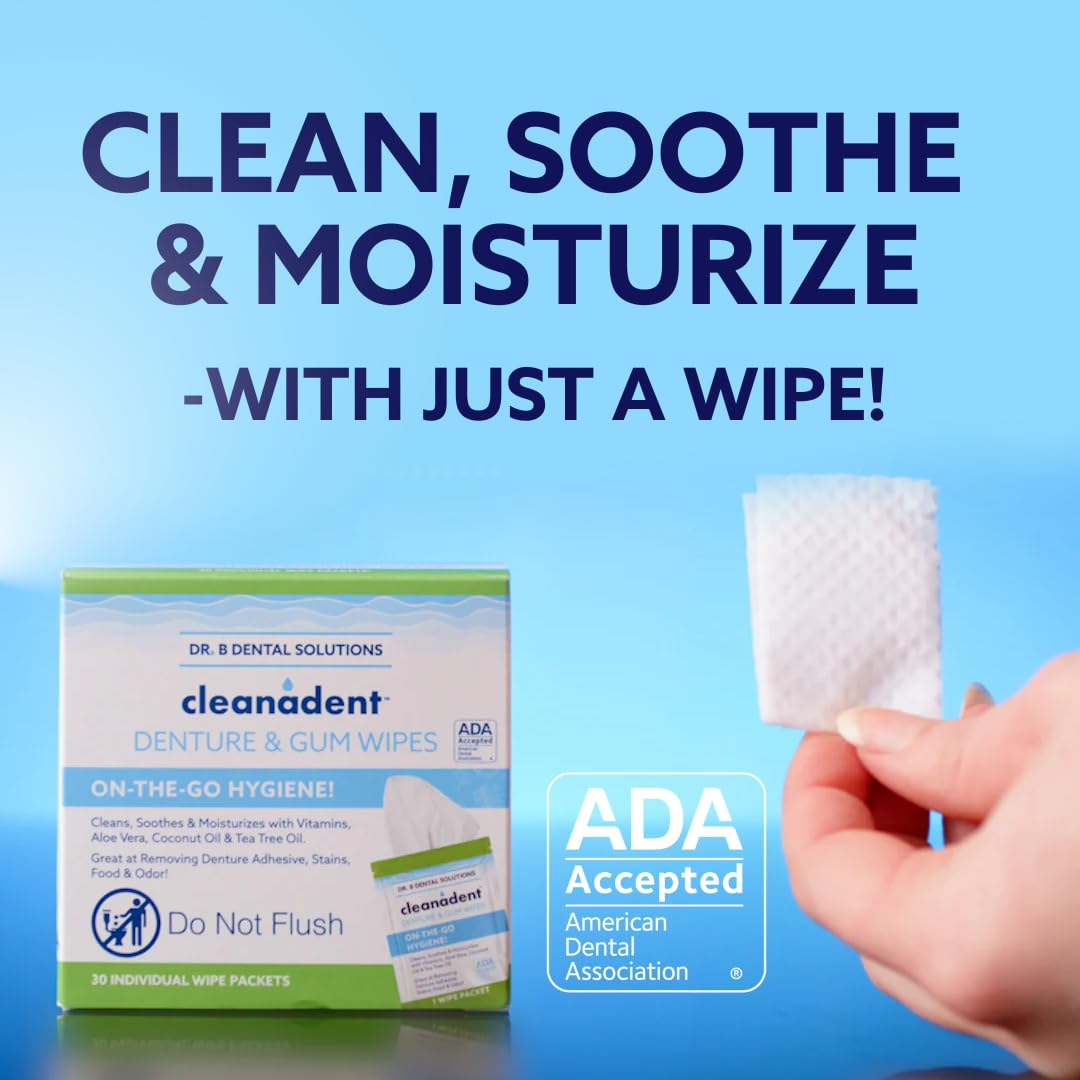 Dr. B Cleanadent Wipes – Denture Cleaning, Gum Refresh, 30 Count