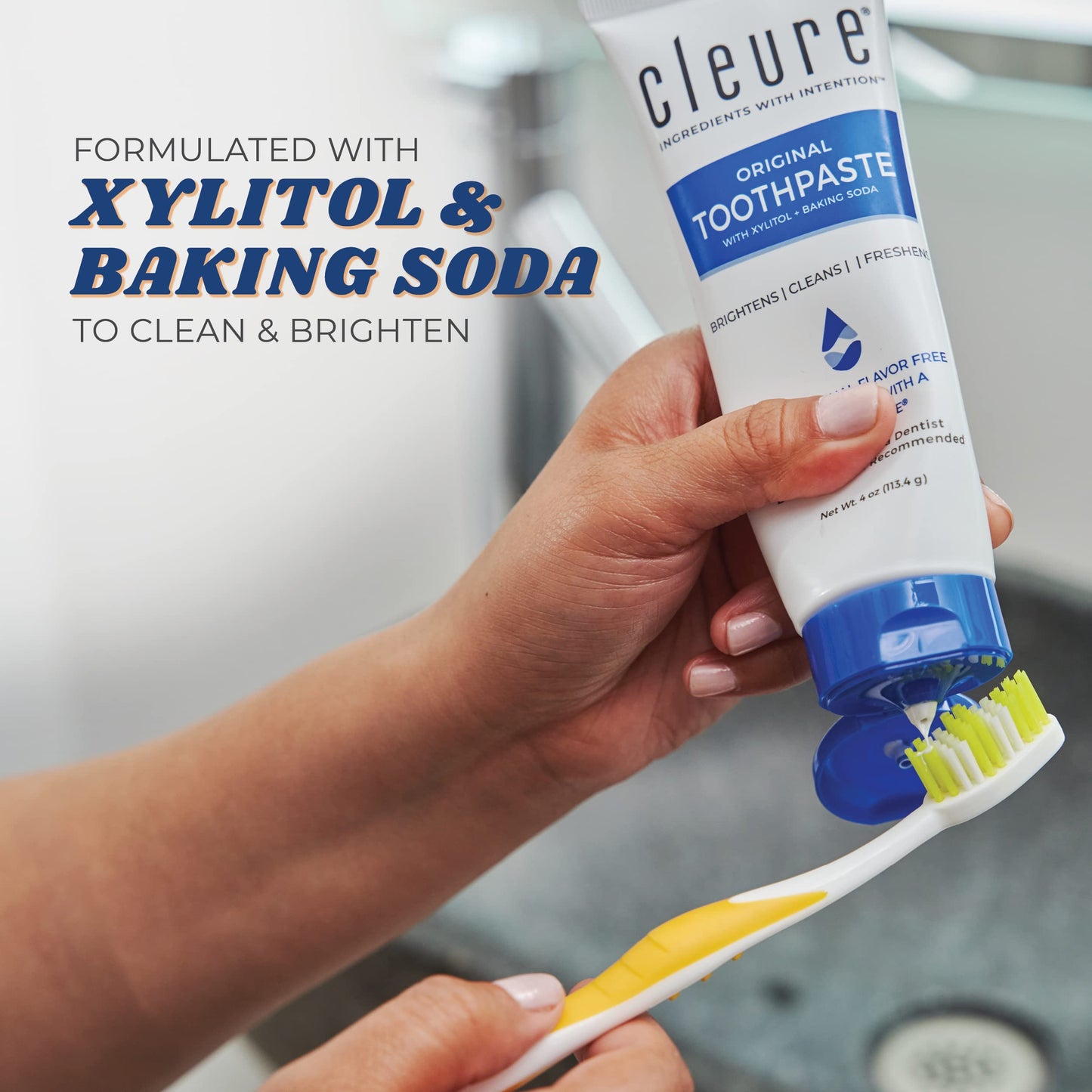Cleure Original No Fluoride Toothpaste – SLS Free, Mint Free, Xylitol (4oz x2)